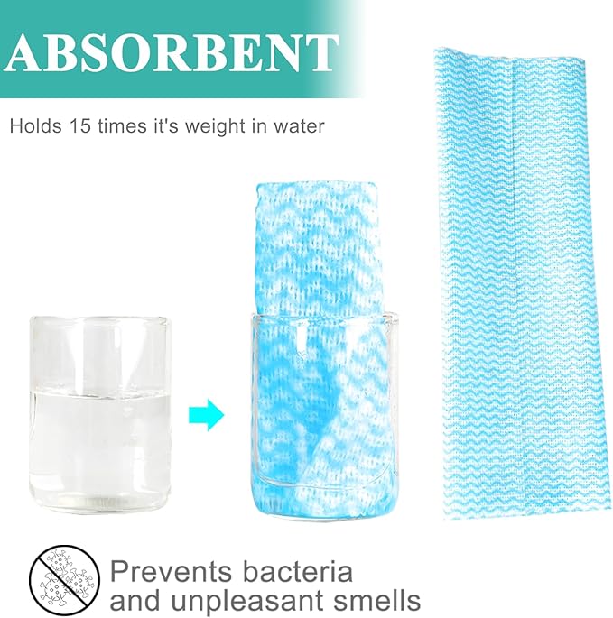 Disposable Dish Cloth and Cleaning Handi Wipes, 100ct, Multi-Use Rags for Kitchen, Bathroom and Windows, Blue