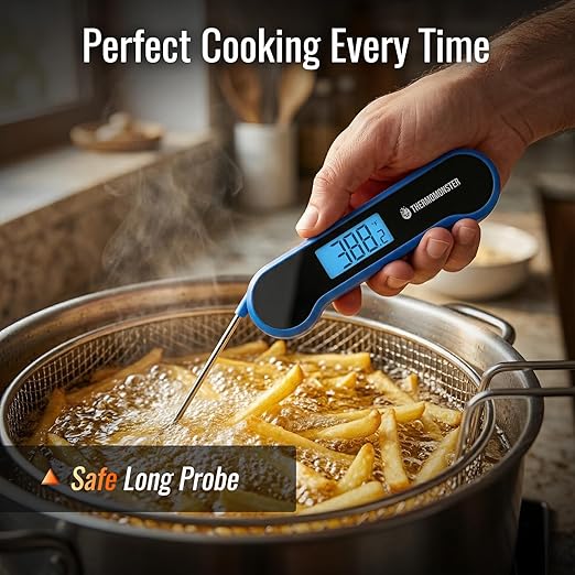 0.5 Sec Instant Read Meat Thermometer Digital with ±0.5℉ Precision, Food Thermometer for Cooking Kitchen Gadgets, Oven Grill Candy BBQ Essentials Accessories, Gifts for Him Dad Men Birthday, Blue