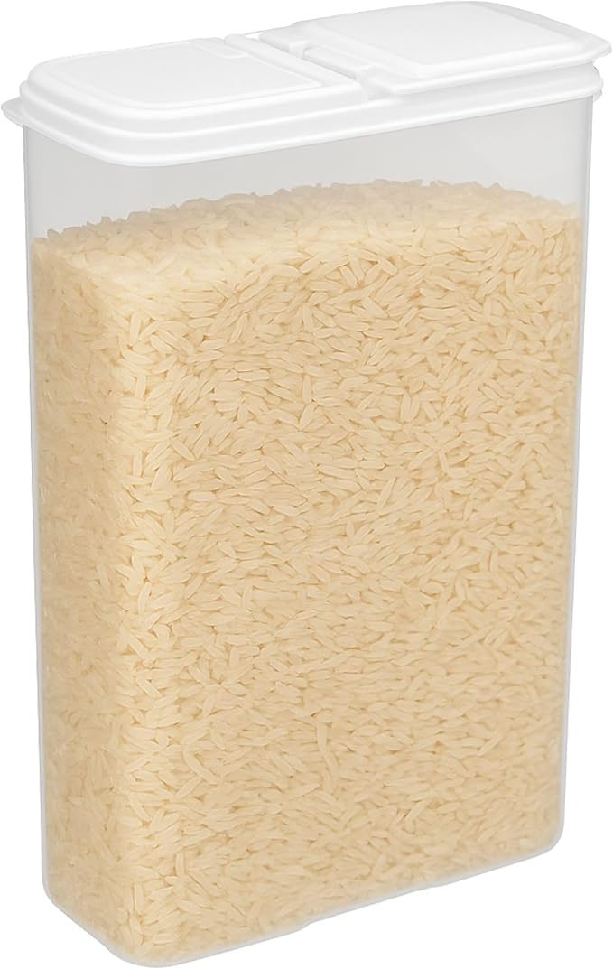 Buddeez All Purpose Kitchen Organization Bag in Storage Container for Cereal, Flour, Sugar, Rice, 4 QT, White Lid