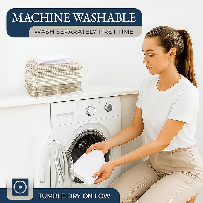 LANE LINEN 20 Piece Kitchen Dish Cloths Set - 100% Cotton Dish Towels, Heat Resistant Kitchen Mittens and Pot Holder Set, Reusable Dish Rags for Washing Dishes, Absorbent Dish Towels- Beige