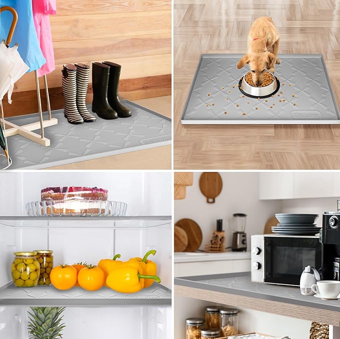 SIKADEER Under Sink Mat Waterproof 34" x 22", Silicone Mat Kitchen Drawer Shelf and Cabinet Liner, Sink Protector for Kitchen Organizers and Storage, Boot Tray Pet Food Mats