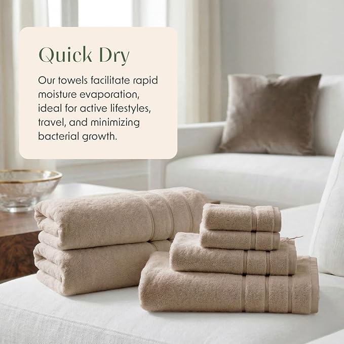 Springtree Home Luxury Turkish Cotton Bath Towels Set | 100% Turkish Cotton | Premium Bath Towels | Ultra Soft Thick Plush & Highly Absorbent | Luxury Hotel & Spa Bathroom Towels | Cobblestone