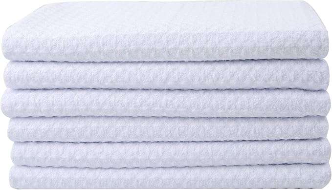 SINLAND Microfiber Dish Towel Sublimation Blank Towels DIY Microfiber Dishes Drying Towel and Kitchen Cleaning Cloth Waffle Towels 16inch X 24inch(6 Pack White)