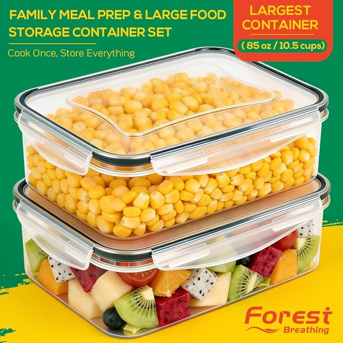 6 Pack Large Food Storage Containers with Lids (85oz/50oz/34oz) –BPA-Free Reusable Thicker Plastic Freezer Safe Storage Containers, Airtight & Leakproof Kitchen Meal Prep Containers for Food