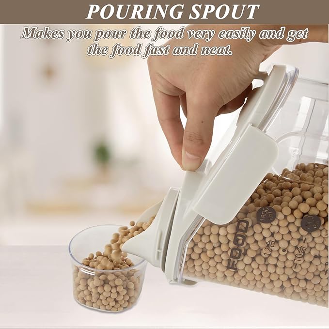 SENENQU 3PACK Cereal Containers Storage, 2L Airtight Plastic Cereal Dispenser, Large Dry Food Storage Containers with Pouring Spout, Measuring Cup for Flour and Grain,BPA Free