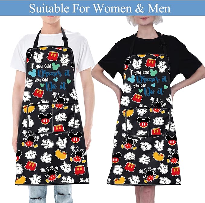 CMNIM Cartoon Mouse Aprons Mouse Cooking Aprons with Pockets Colorful Mouse Kitchen Baking Home Chef Aprons Mouse Lover Gifts