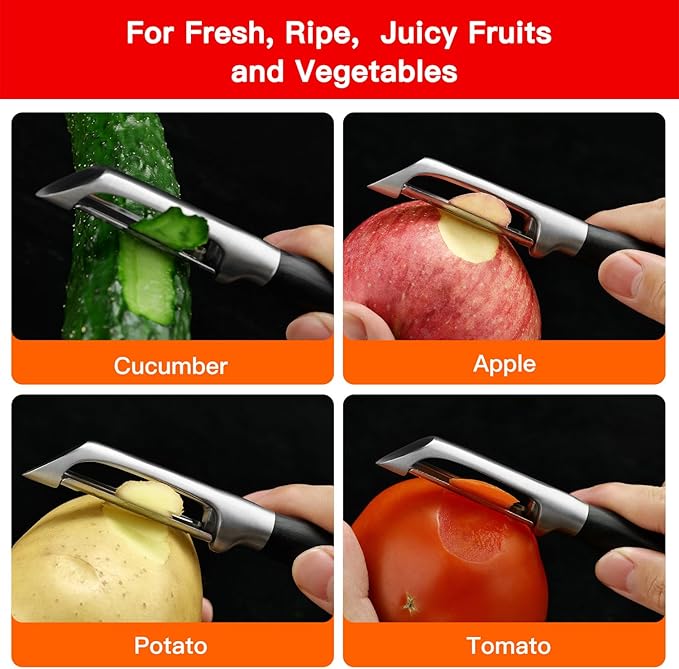 KULUNER 304 Stainless Steel Multi-Function Kitchen Peeler - With Solid Wood Handle, Sharp & Durable Blade, Effortlessly Peels Vegetables and Fruits, Essential Kitchen Tool