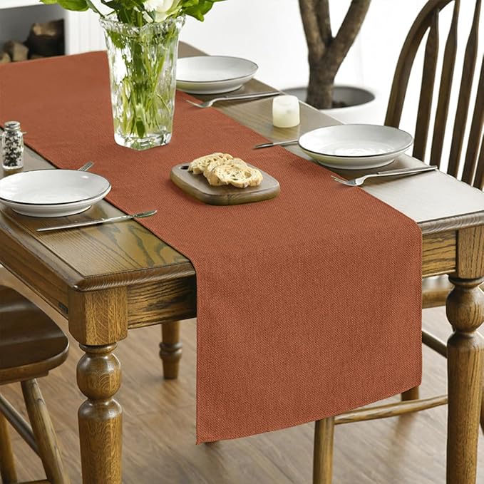 Artoid Mode Rusty Orange Table Runner, Seasonal Fall Thanksgiving Washable Kitchen Dining Table Decoration for Home Party Decor 13x72 Inch