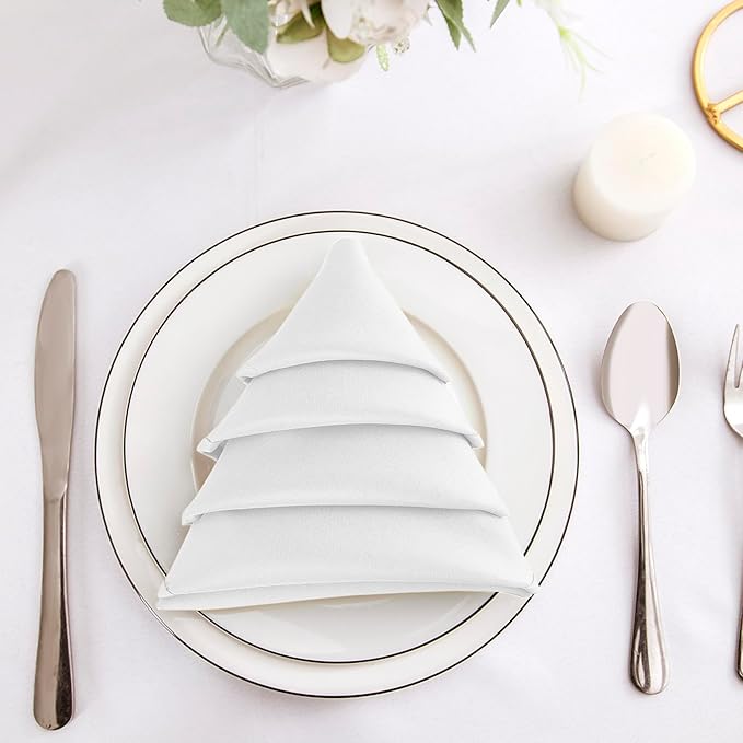 Bailarina Cloth Napkins Set of 80,17x17 inches Dinner Napkins Cloth Washable,Polyester Square Table Cloth Napkin Bulk with Hemmed Edges Ideal for Banquets, Parties and Weddings-White