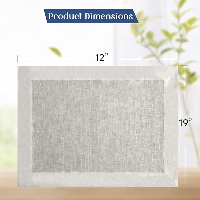 Simple&Opulence Linen Placemats Set of 4 – Hemstitched Dinner Cloth Placemats for Wedding,Party,Mothers Day,Easter – Machine Washable and Reusable 14"×19" Linen