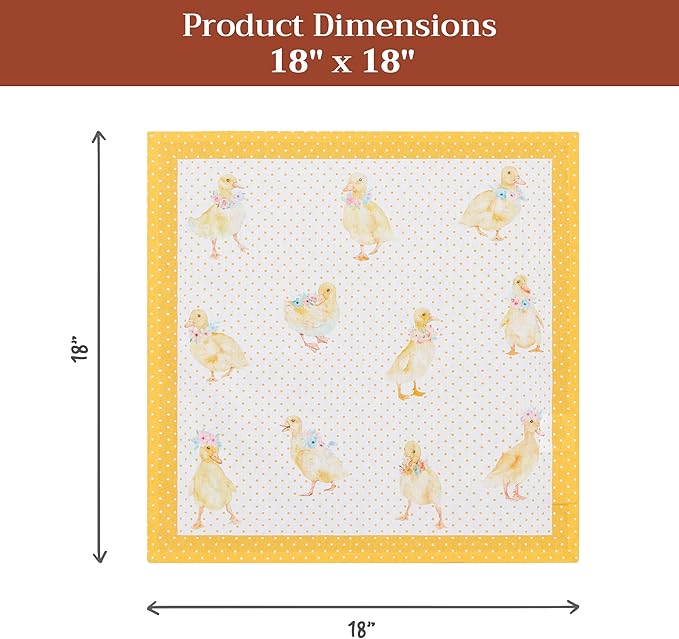 Maison d' Hermine Cloth Napkins Set of 4 100% Cotton Everyday Reusable Square Napkins Cloth Washable Dinner Wedding Restaurant Gifts for Mothers Day Spring/Summer (Ducklings in Spring, 18" x 18")