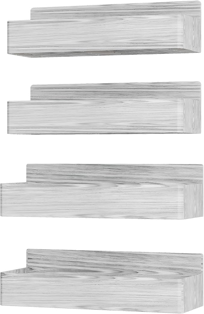 Mystozer Magnetic Spice Rack for Refrigerator, Kitchen Organizer and Storage Shelf, Wood White(4 Pack)