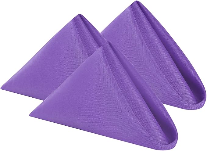 Cloth Napkins 20x20 inch Washable Polyester Dinner Napkins Soft Table Napkins for Wedding Party Dining Banquet(Purple,25PCS)