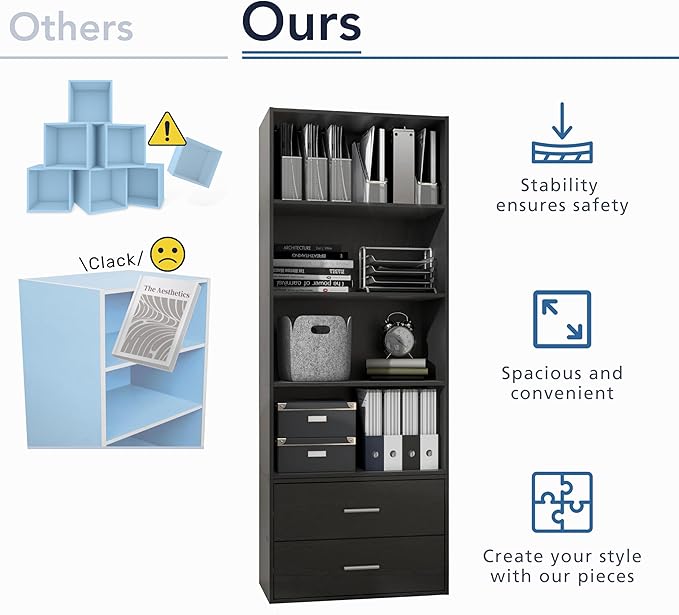 Homes: Inside + Out Apexa 2-Drawer Wooden Stackable Storage Drawers, Small Food Pantry Cabinet, Cajonera De Madera, Underbed Drawer Dorm Teen Room Decor & Bedroom, Home Office, Kitchen, Steel Blue
