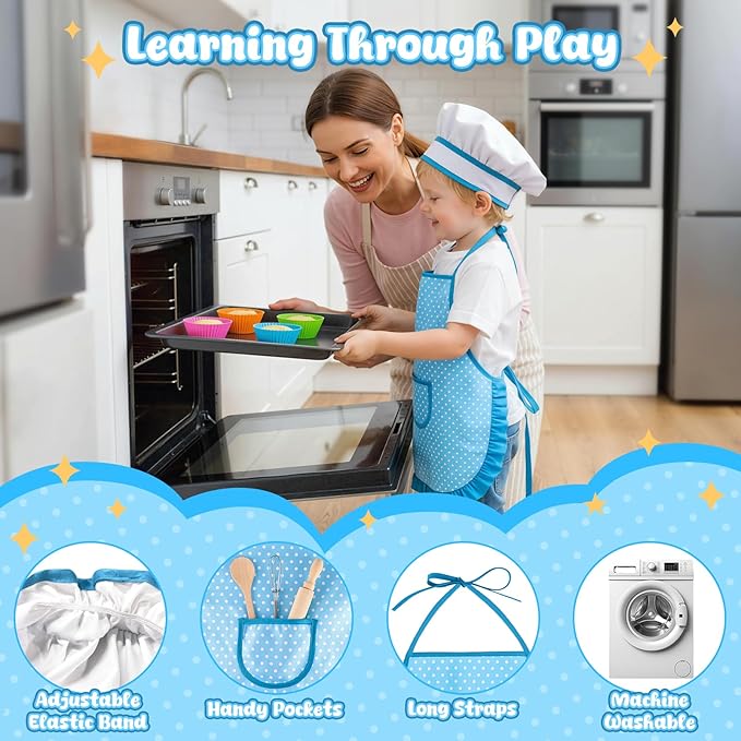 LovesTown Kids Cooking and Baking Sets, 32PCS Play Kitchen Accessories Pretend Play Toys for Toddler Birthday for Boys