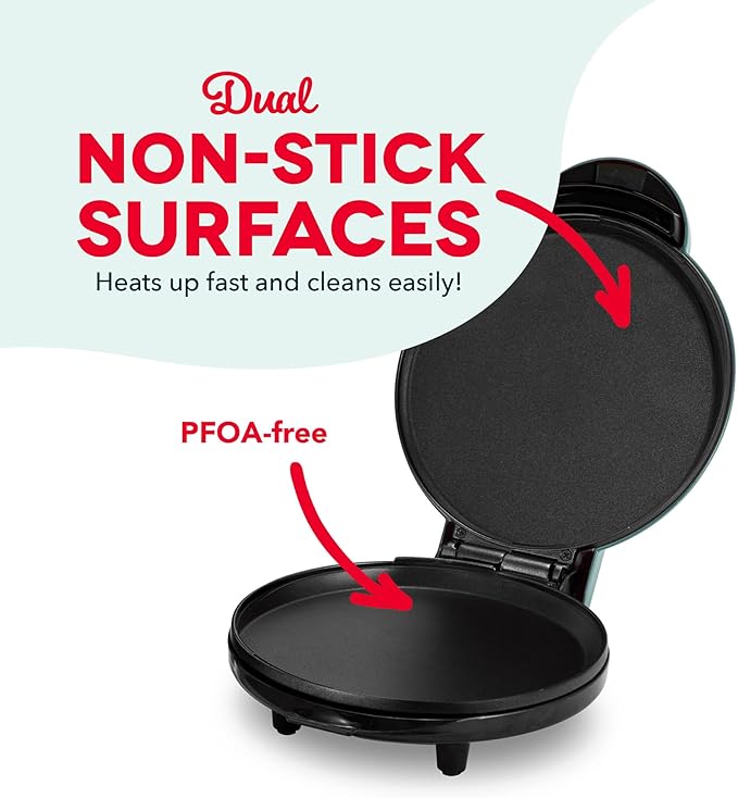 Dash Round Express Electric - Pancake Maker & Eggs Griddle System - Healthy Breakfast Maker - Quick Heat-Up & Easy Cleanup - nonstick surface - Aqua