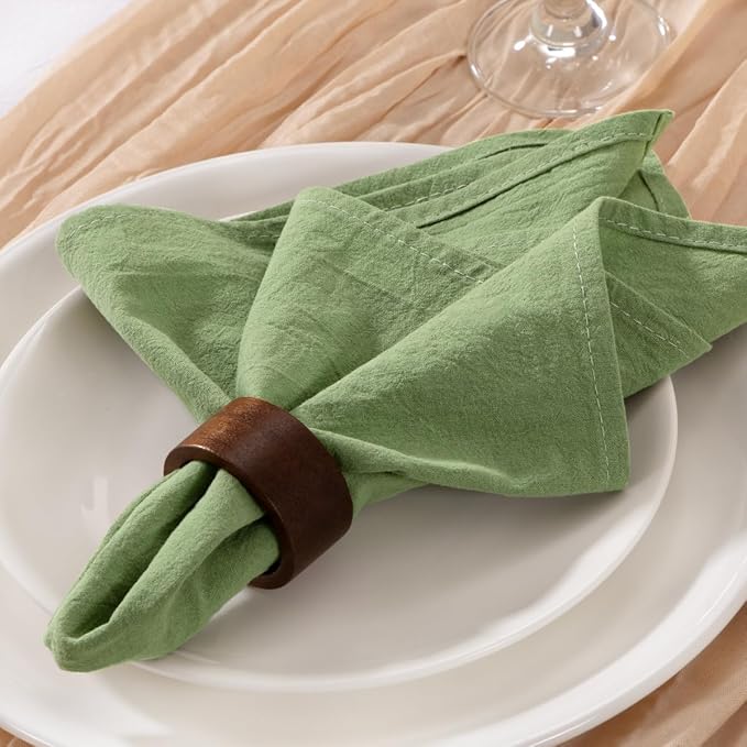 MLMW Sage Green Cloth Napkins Set of 8 Cotton Linen Spring Easter Napkins Cloth Bulk Washable Dinner Napkins 16"×16" for Wedding Baby Bridal Shower Birthday Garden Party Table Decor