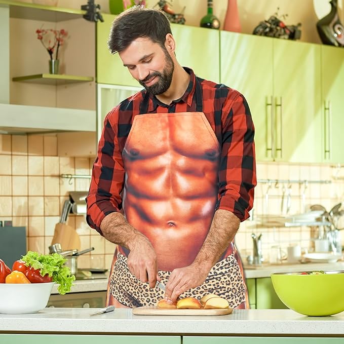 Funny Men Cooking Grilling Aprons Belly BBQ Funny Gag Gifts for Christmas, White Elephant Gift Exchange