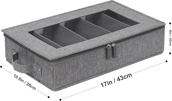 Flatware Storage Box 2 Pack, Silverware Storage Box Case Chest with Adjustable Dividers, Silverware Holder with Zipper Lid for Organizing Cutlery, Utensil, Flatware, Knives, Large Capacity Gray