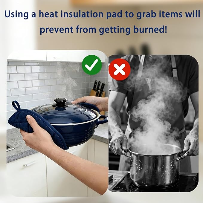 4 Pack Pot Holders for Kitchen Clearance Oven Potholders Sets for Kitchens Hot Pads for Kitchen Countertops Heat Resistant Blue