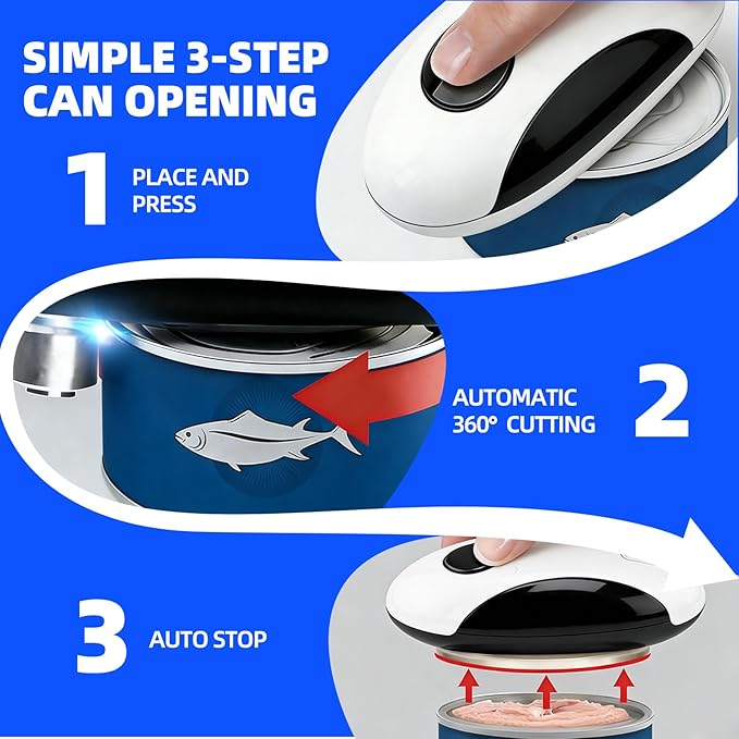 Rechargeable Magnetic Electric Can Opener - Type-C Fast Charge, Smooth Edge, for Seniors, Arthritis Sufferers & Low Grip Strength Users