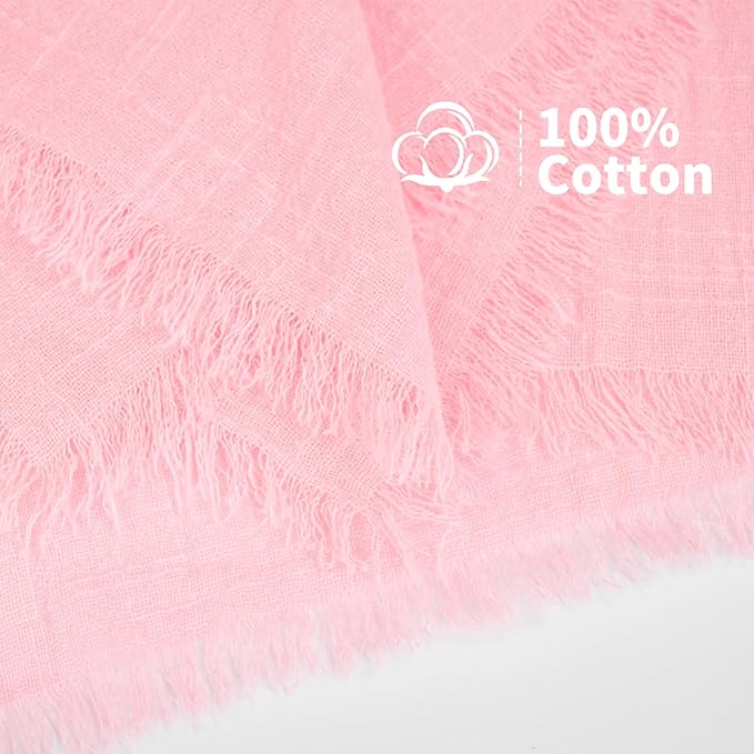 Showgeous 30 Pack Pink Cloth Napkins with Fringe 16x16 inch 100% Cotton Pink Napkins Handmade Dinner Napkins Bulk Washable Soft Rustic Table Napkins for Wedding Parties Bridal Baby Shower