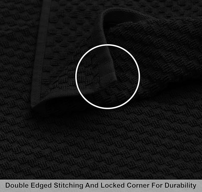 COTTON CRAFT Waffle Bath Towel - Set of 4 Luxury Euro Spa Waffle Weave Towels - 100% Ringspun Cotton Bath Towel - Super Absorbent Quick Dry Bath Towel Set - Oversized 30 inches x 56 inches - Black