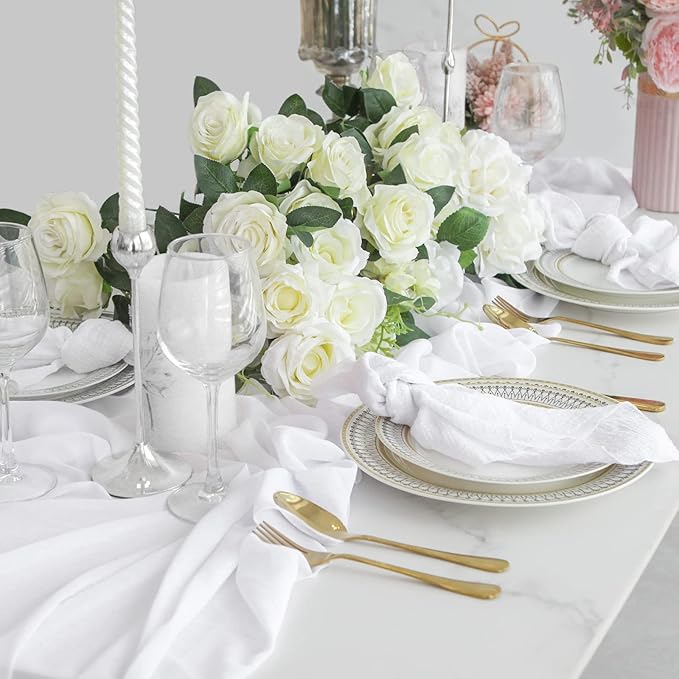 Dinner Cloth Napkins 10 Pack,Gauze Napkins 100% Natural Soft Cotton,Washable Napkins Great for Weddings Decorative,Dinner Parties,Family Everyday Use,40 * 40cm (16 * 16 inches),White