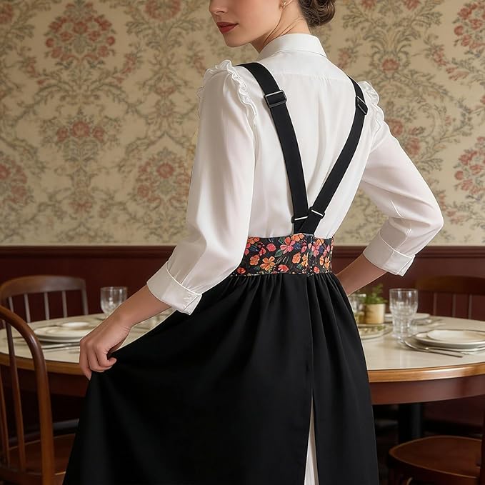 Uaussi Cotton Linen Apron Cross Back Work Apron for Women with Pockets Pinafore Dress X Cross Halter Apron for Chef Gardening