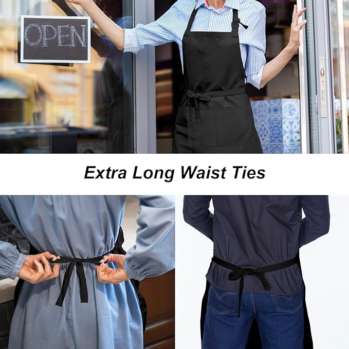 15 Pcs Adult Aprons Bulk with Pockets Adjustable Bib Chef Apron for Women Men Painting Cooking Crafting (S/L)