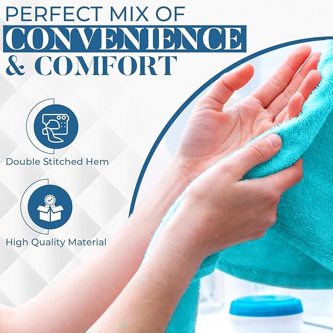 DAN RIVER 6-Pack Premium Hand Towels (16x28 Inches) - 100% Cotton, Ultra Soft, Lightweight, Highly Absorbent Towels for Bathroom, Spa, Gym, Salon, Hotel, and Travel - Turquoise