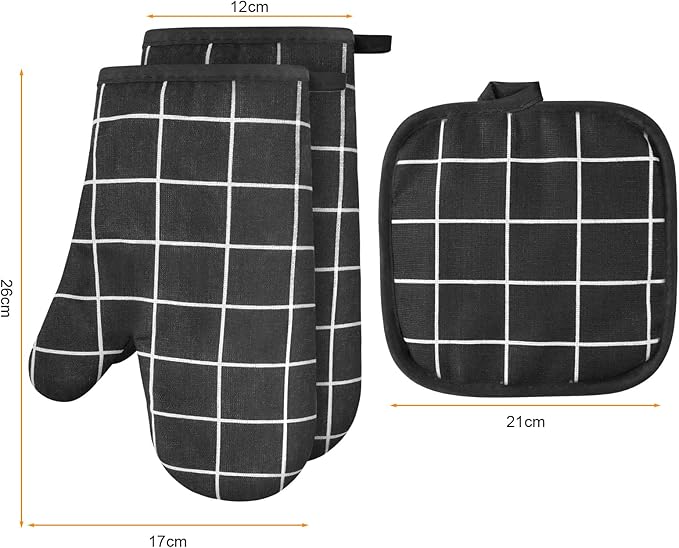 AUAUY Oven Mitts and Pot Holders 6PCS Set, 392°F Heat Resistant Cooking Gloves and Hot Pads Baking Mittens Grilling Gloves BBQ Gloves Non-Slip Kitchen Mittens for Oven Cooking Baking Grilling