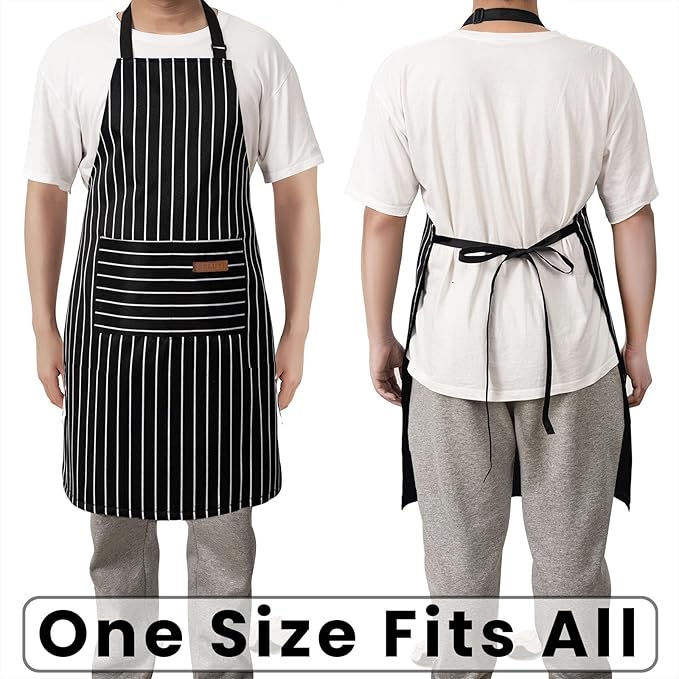 BeLuyi Adjustable Bib Apron with 2 Pockets Chef Cooking Kitchen Restaurant Aprons for Women Men