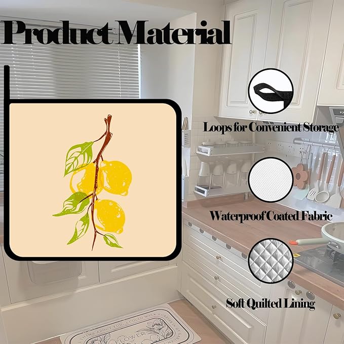 Watercolor Lemon Fruits Pot Holders Set of 2,Kitchen Heat Resistant Potholders for Microwave Cooking Baking Oven and BBQ Gifts for Women