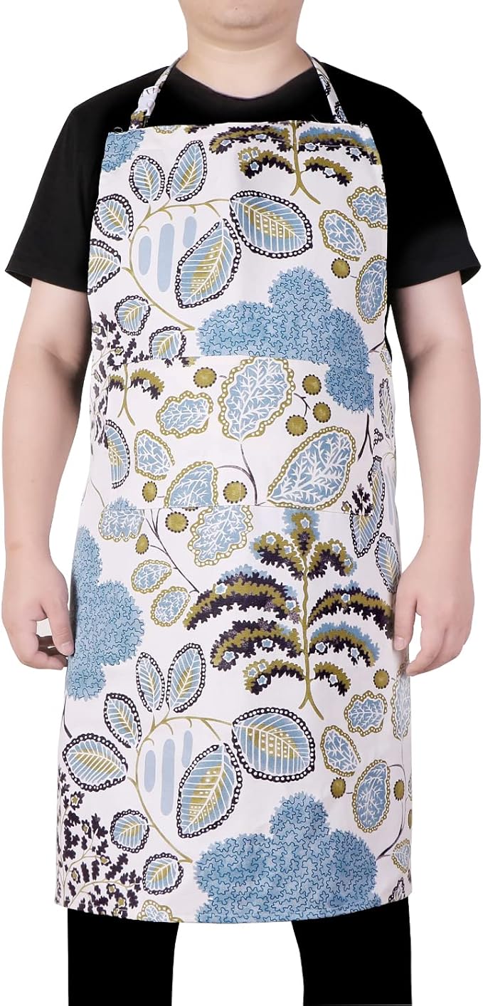LOLOMLO Oversize Canvas Cotton Apron, Extra Large Aprons with Long Strap, Adjustable Neck Tear Resistant Plus Size aprons