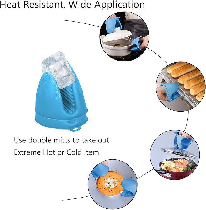 Silicone Oven Mitts Heat Resistant Pot Holder Set for Kitchens, 3 Pair Mini Cute Kitchen Mittens Silicone Pinch Grip, ChufanMomsil Small Short Oven Rubber Gloves for Air Fryer, Baking, Colorful