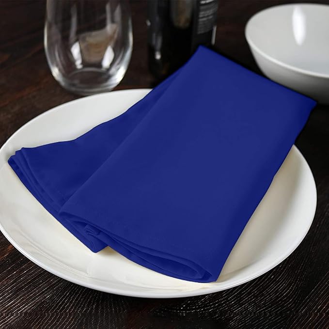 Avalon Kitchen Royal Blue Cloth Napkins Bulk (Pack of 24) - 100% Polyester Dinner Linen Napkins Cloth Washable & Reusable - Durable with Hemmed Edges - Ideal for Parties and Weddings (17x17 Inches)