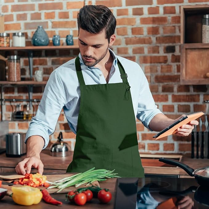15 Pcs Adult Aprons Bulk with Pockets Adjustable Bib Chef Apron for Women Men Painting Cooking Crafting (S/L)