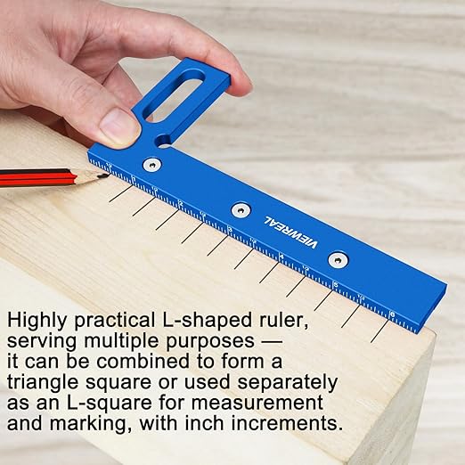 Quick-Set 3D Measuring Square - Multi-Angle Carpenter's Tool with Angle Pin for Woodworking,Imperial Line Ruler, Essential Woodcraft Layout Aid