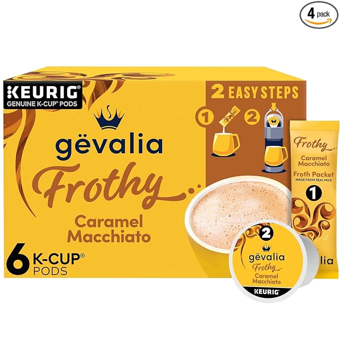 Gevalia Caramel Macchiato 2-Step K-Cup & Froth Packets, 6 Count (Pack of 4)