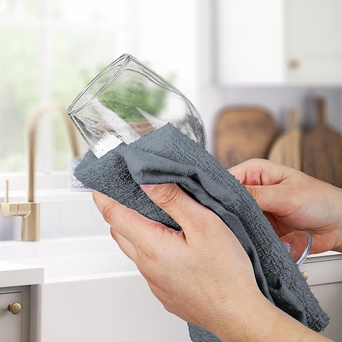 Avalon Towels Bar Towels (Pack of 60) Size 14x17 Inches – 100% Cotton, Absorbent and Reusable Cleaning Rags, Multipurpose Cleaning Towels, Terry Cloth Rags, Durable Shop Rags (Grey)