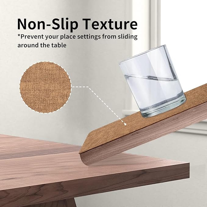 Maxpearl 8-Piece PU Leather Placemats – Durable, Heat Resistant & Wipeable Table Mats, Non-Slip and Waterproof Dining Place Mats for Kitchen or Patio Table, 17x12 Inches, Brown