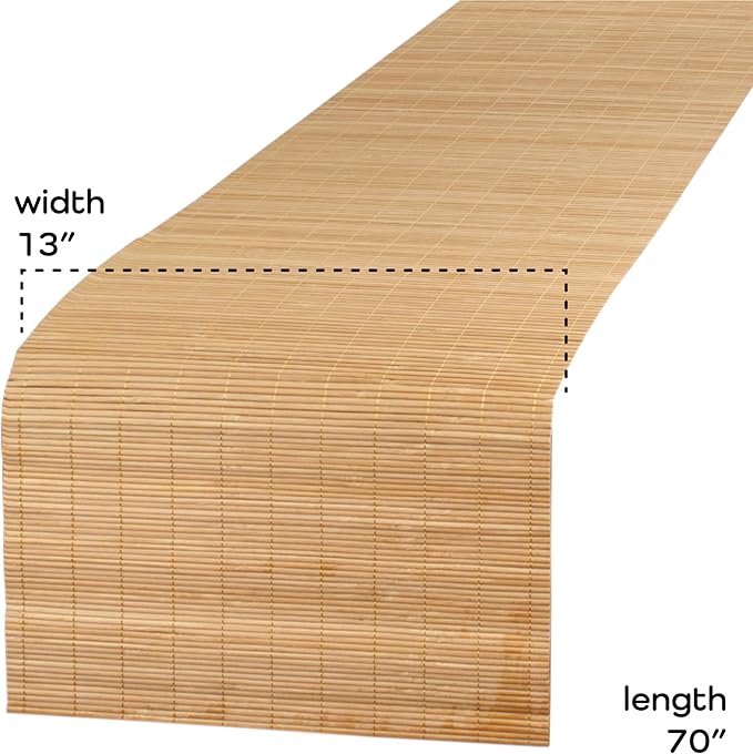 BambooMN Carbonized Bamboo Matchstick Natural Table Runner, Home Décor, 2 Pieces