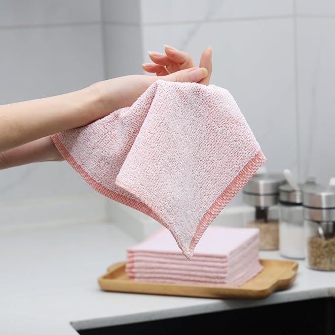 Oeleky Pack of 50 White Kitchen Dish Cloths, Cotton Shop Rags, 11x11 Inches, Absorbent Cleaning Dish Rags for Home and Kitchen (50, White)