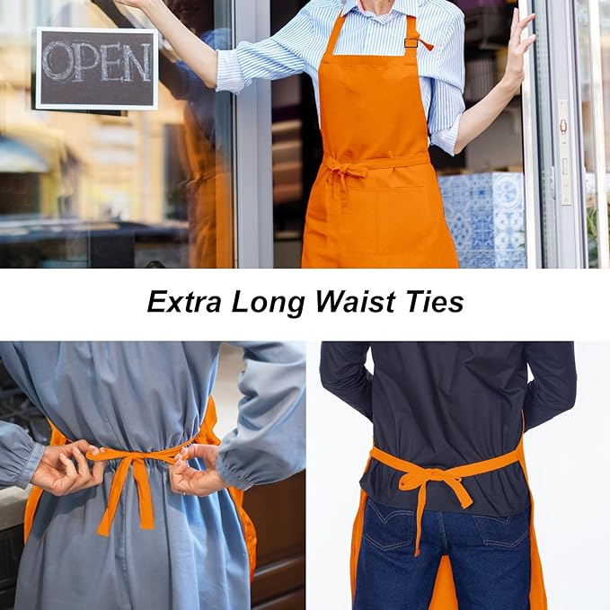 15 Pcs Adult Aprons Bulk with Pockets Adjustable Bib Chef Apron for Women Men Painting Cooking Crafting (S/L)