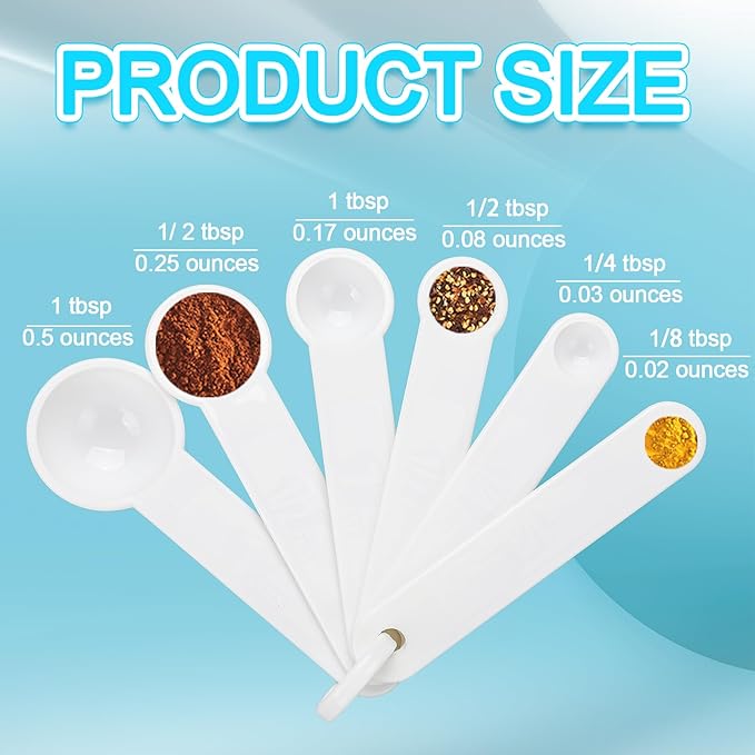 Frienda 20 Pieces White Plastic Measuring Cup Spoons for Kitchen Cooking Baking Dry and Liquid Ingredients