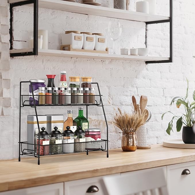 SPISPI Spice Rack Organizer for Cabinet, Bathroom Organizer Countertop, Bathroom Counter Organizer, Kitchen Countertop Organizer, Bathroom Vanity Organizer (Pack of 2)
