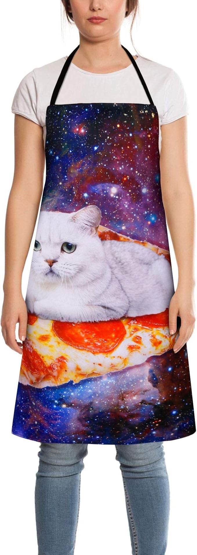 RosieLily Cat Apron for Women & Men - Funny Kitchen Apron for Cooking, Gardening, Grilling & BBQ - Cat Gifts, Baking Gifts, Galaxy Space