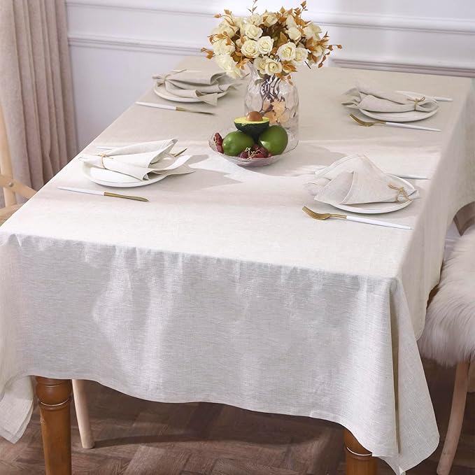 Simple&Opulence Textured Tablecloth 100% Linen Table Cloth, Kitchen Dinning Tabletop Decoration, for Outdoor and Indoor Use (Basic Linen, 54"×72")