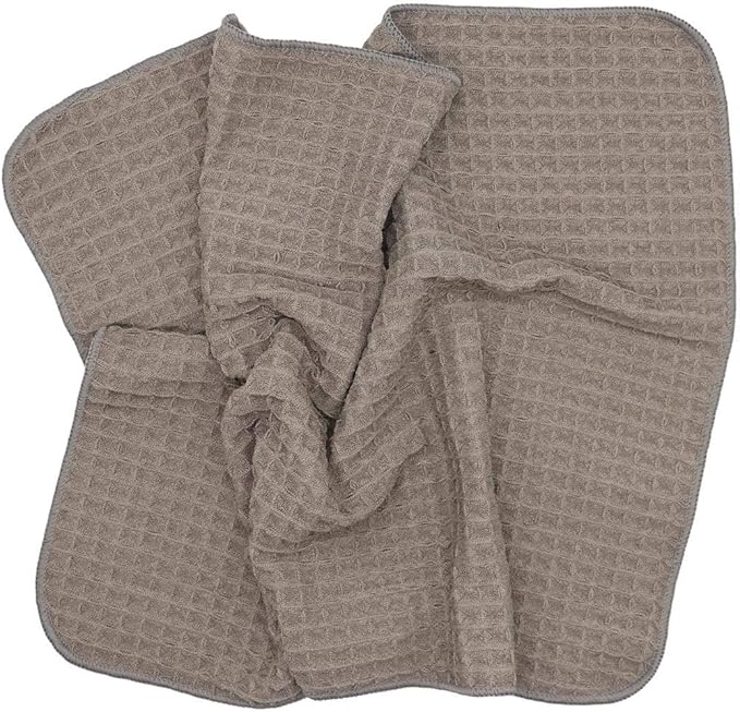 Waffle Weave Thick Microfiber Dish Drying Towels Absorbent Tea & Hand Towel Lint Free 16x24 Inch 3 Pack Gray